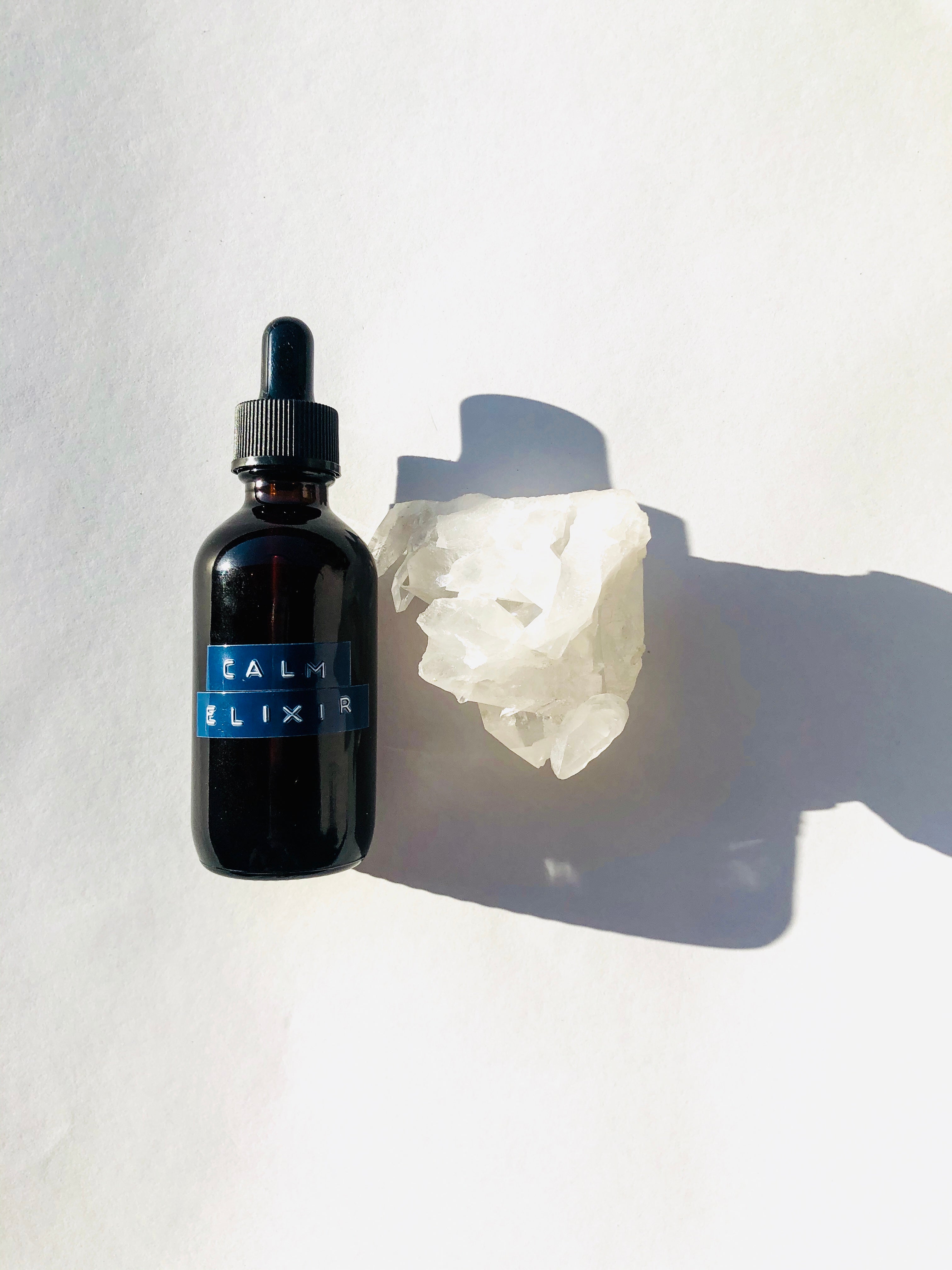 calm elixir with quartz crystal